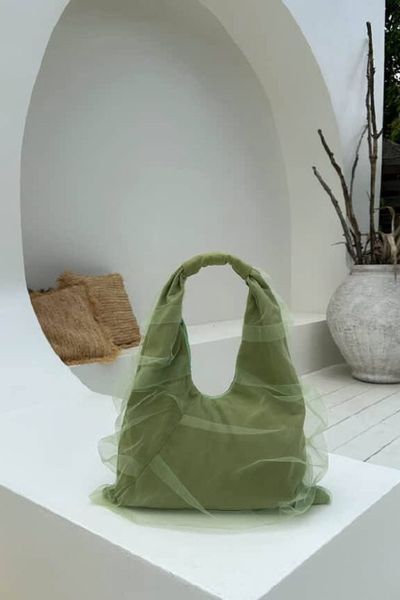 Сумка з фатином SORRY FOR MY HAIR COSMETICS оливкова TULLE-BAG-OLIVE фото